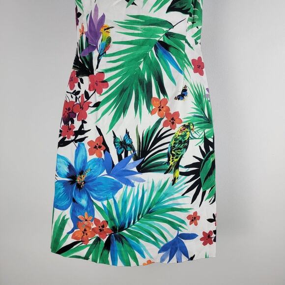 Etcetera Tropical Sleeveless Sheath Dress Back Zip Floral Lined Size 2 - Picture 4 of 6